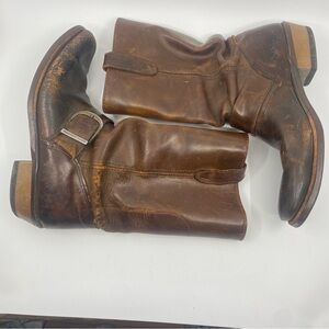 Mens Brown Leather Western combat Boots DuPont neoprene 8.5